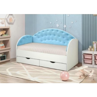 Кровать ''Софа №10.1'' с мягкой спинкой и мягкими элементами